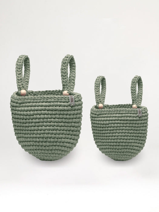 Crib Pocket Organizers Set of 2 baskets Sage Green Baskets Anzy Home