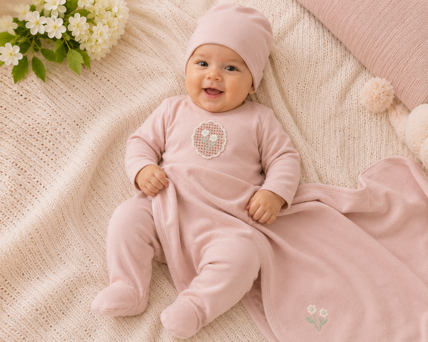 Crochet Applique (Cotton) Layette Set