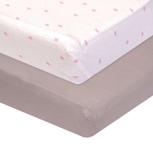 2PK PORTABLE CRIB SHEET PINK