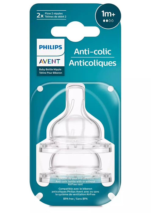 AVENT - ANTI-COLIC BABY BOTTLE FLOW 2 NIPPLE, 2PK