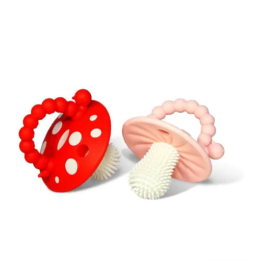 2PK PINK/RED CHOMPY MUSHROOM TEETHER