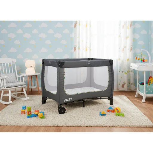 FIZZY BABY PORTABLE PLAYARD GRAY WITH CREAM BORDER 1-LEVEL PACK N PLAY FIZZY BABY