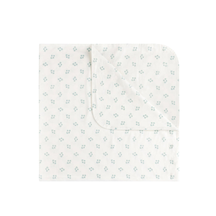 Ditsy Print Blanket White Teal Baby & Toddler Tricot Bebe