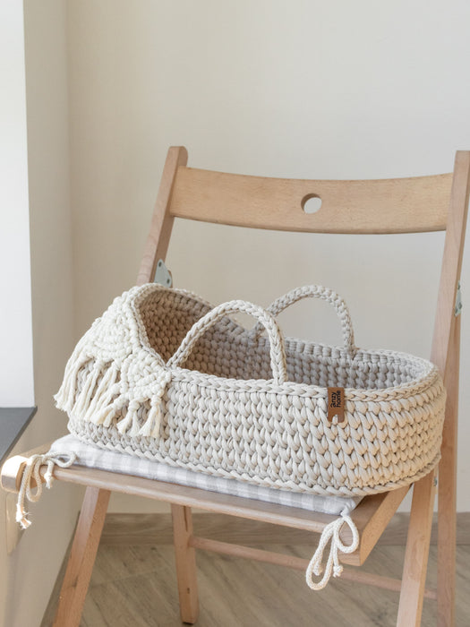 Doll Moses Basket Macrame Hood w/Rocking Stand Dolls, Playsets & Toy Figures Anzy Home
