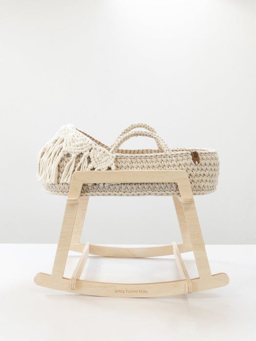 Doll Moses Basket Macrame Hood w/Rocking Stand Dolls, Playsets & Toy Figures Anzy Home