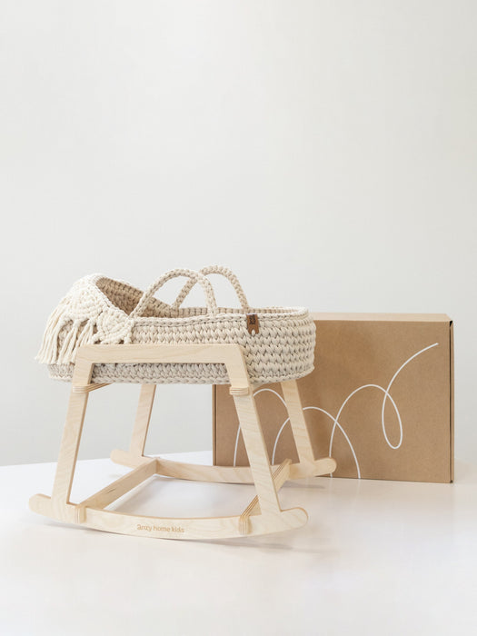 Doll Moses Basket Macrame Hood w/Rocking Stand Dolls, Playsets & Toy Figures Anzy Home