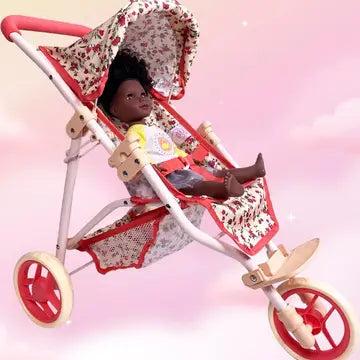 THE NEW YORK DOLL COLLECTION  DOLL JOGGING STROLLER -  FLORAL
