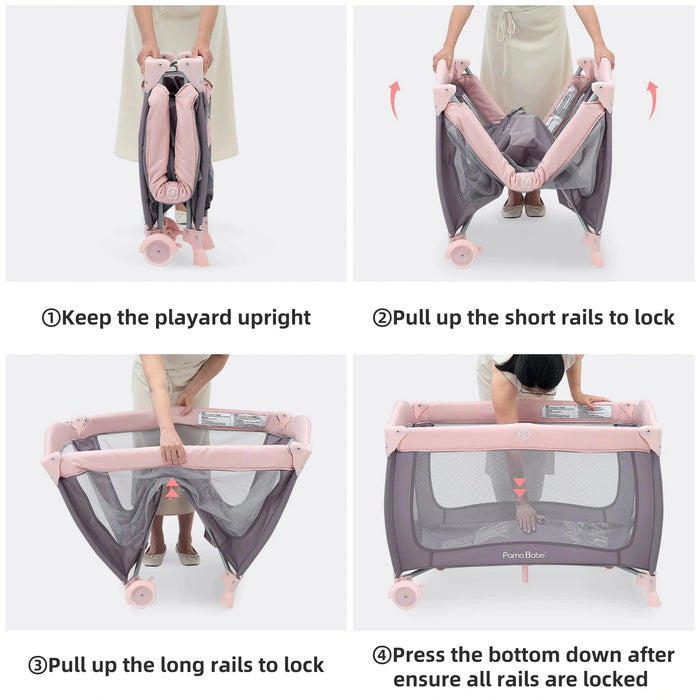 PAMO BABE BABY PLAYARD FOLDABLE CHANGING TABLE CANOPY FOR NEWBORN - PINK PLAYPEN PAMO BABE