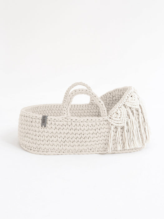 Doll Moses Basket Macrame Hood w/Rocking Stand Ecru Dolls, Playsets & Toy Figures Anzy Home