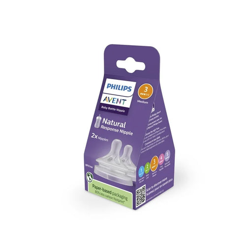 PHILIPS AVENT NATURAL RESPONSE NIPPLES, MEDIUM FLOW (FLOW 3), 2-PACK NURSERY AVENT