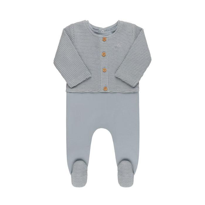 Faux Cardigan Footie & Hat (Velour Edition)