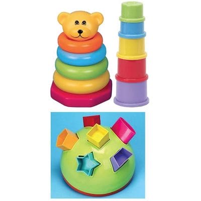 FUNTIME MY 1ST TEACH TIME GIFT SET INTERACTIVE SHAPE SORTER STACKING TOY N/A FUN TIME
