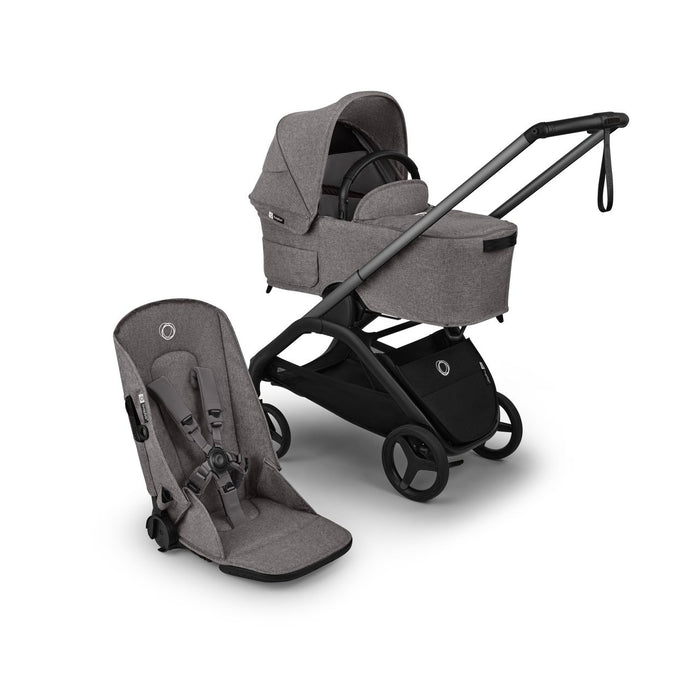 BUGABOO DRAGONFLY PLUS 2-IN-1 SEAT & BASSINET STROLLER . GREY MELANGE FULL-SIZE STROLLER BUGABOO