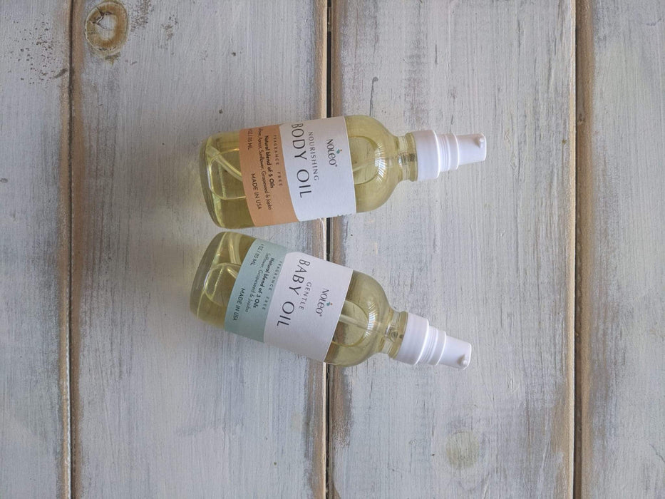 NOLEO Gentle Baby Oil – Natural Massage Oil for Babies | Soothes, Relaxes & Nourishes Delicate Skin | 4oz Glass Bottle M4A