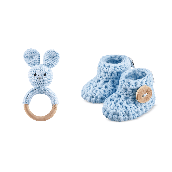 GIFT BOX 2PCS BUNNY 3-6M LIGHT BLU