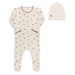 AURORA CHERRY PRINT COLLECTION - FOOTIE + BEANIE IVORY RED CLOTHING AURORA
