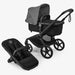 BUGABOO FOX 5 RENEW BASSINET AND SEAT STROLLER COMPLETE FULL-SIZE STROLLER . BLACK MOON GREY STROLLERS BUGABOO