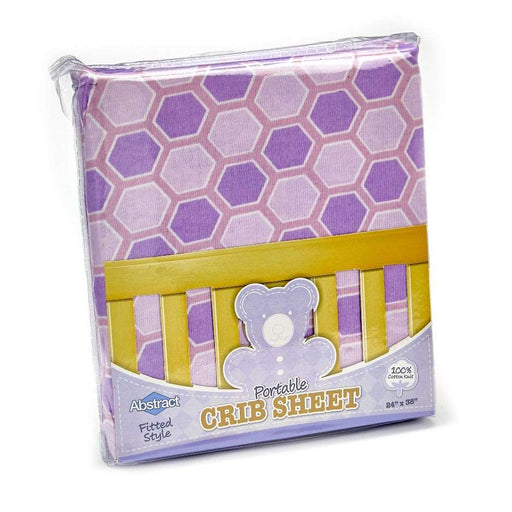 ABSTRACT FITTED SHEET HONEYCOMB LAVENDER FOR PORTABLE CRIB - 24" X 38"