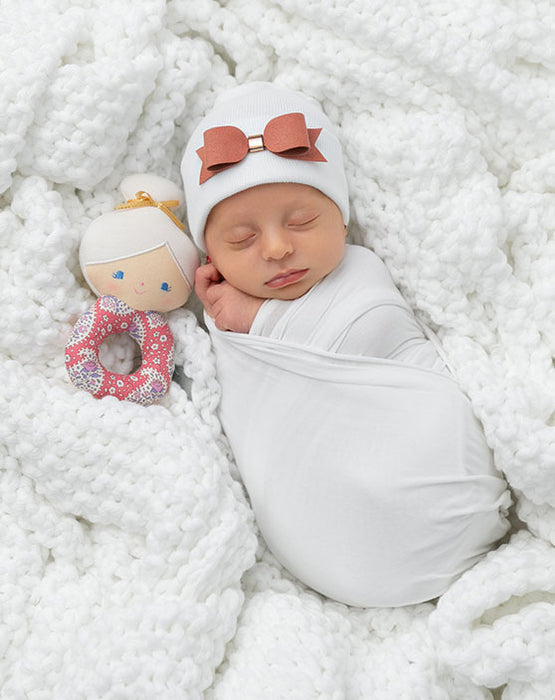 Baby Girl Hospital White Newborn Hospital Hat ADORA NEWBORN
