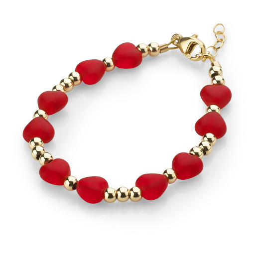 GOLD BEADS WITH RED HEARTS BOWS