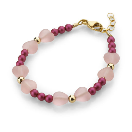 CRYSTAL DREAM MULBERRY PEARLS WITH PINK HEARTS BOWS AROUND