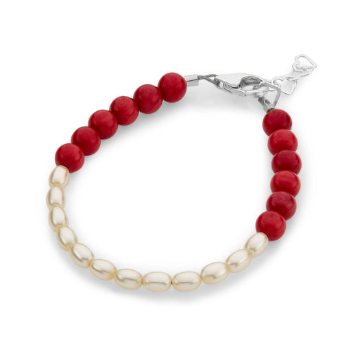 CRYSTAL DREAM CREAM RICE PEARL WITH RED BEADS BRACELET