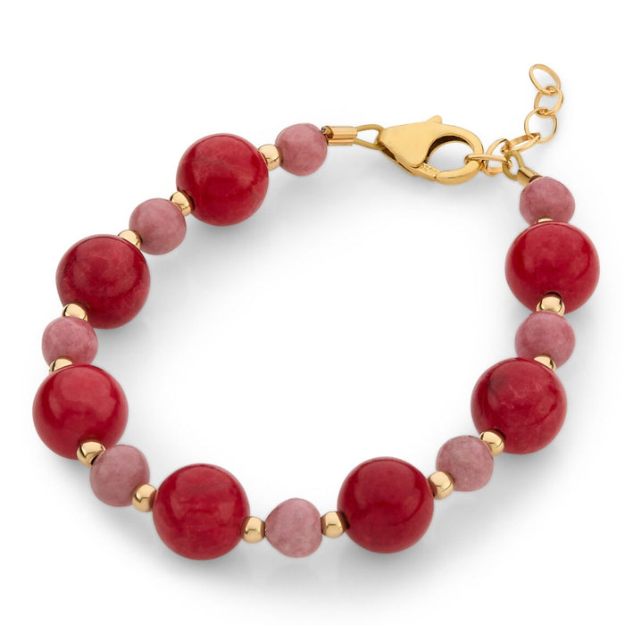 CRYSTAL DREAM 2 SIZE RED MAUVE GEMSTONE BEADS BRACELET