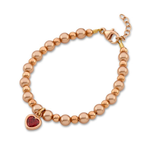 CRYSTAL DREAM ROSE GOLD WITH ROSE GOLD RUBY HEART CHARM BRACELET