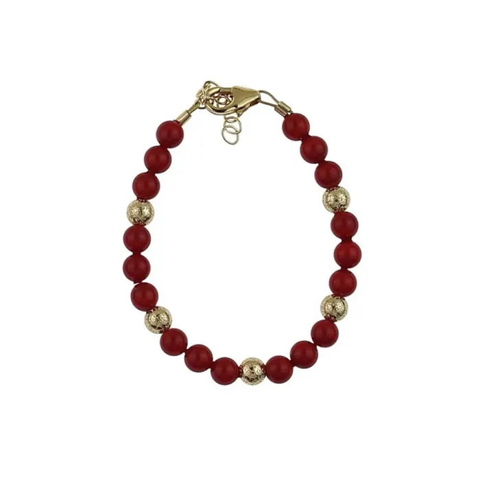 CRYSTAL DREAM RED PEARLS WITH GOLD GLITTER BEADS BRACELET