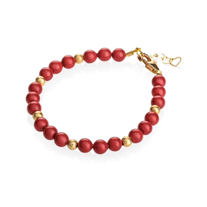 CRYSTAL DREAM RED PEARLS WITH GOLD GLITTER BEADS BRACELET