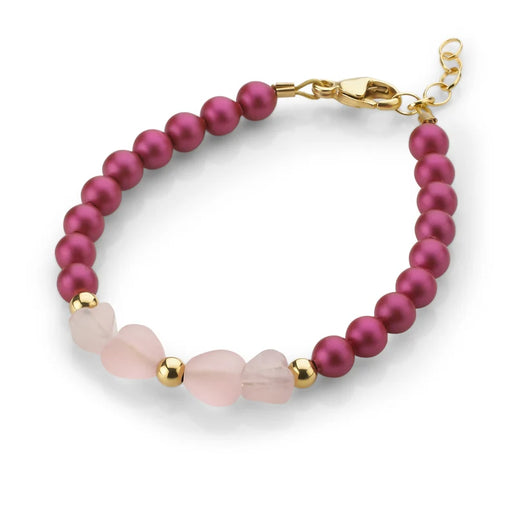 CRYSTAL DREAM MULBERRY PEARLS WITH PINK DOUBLE HEARTS CENTER