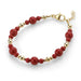 CRYSTAL DREAM RED AND GOLD SECTIONAL BRACELET WITH 2 SIZES RED PEARLS