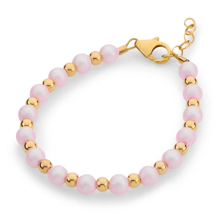 CRYSTAL DREAM GOLD TUBE WITH PINK MARBLE BEADS BRACELET