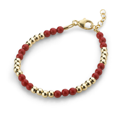 CRYSTAL DREAM RED CORAL PEARL WITH GOLD BEADS SECTIONAL BRACELET