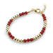 CRYSTAL DREAM RED CORAL PEARL WITH GOLD BEADS SECTIONAL BRACELET