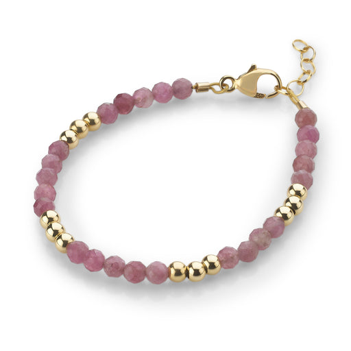 CRYSTAL DREAM MARBLEIZED ROSE FACETED BEADS WITH GOLD BEADS BRACELET