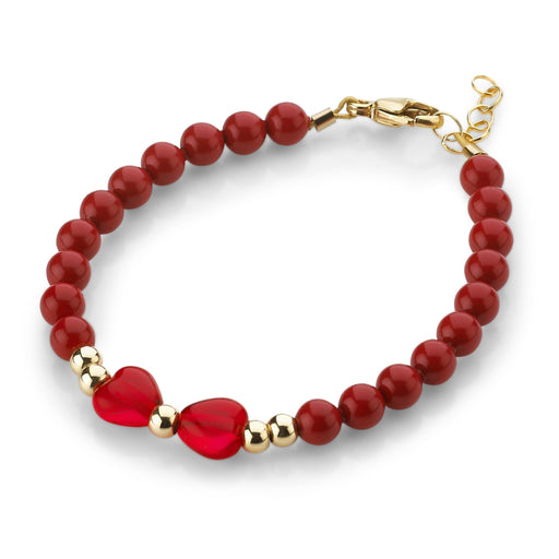 CRYSTAL DREAM RED BEADS WITH GOLD WITH RED BOW BRACELET