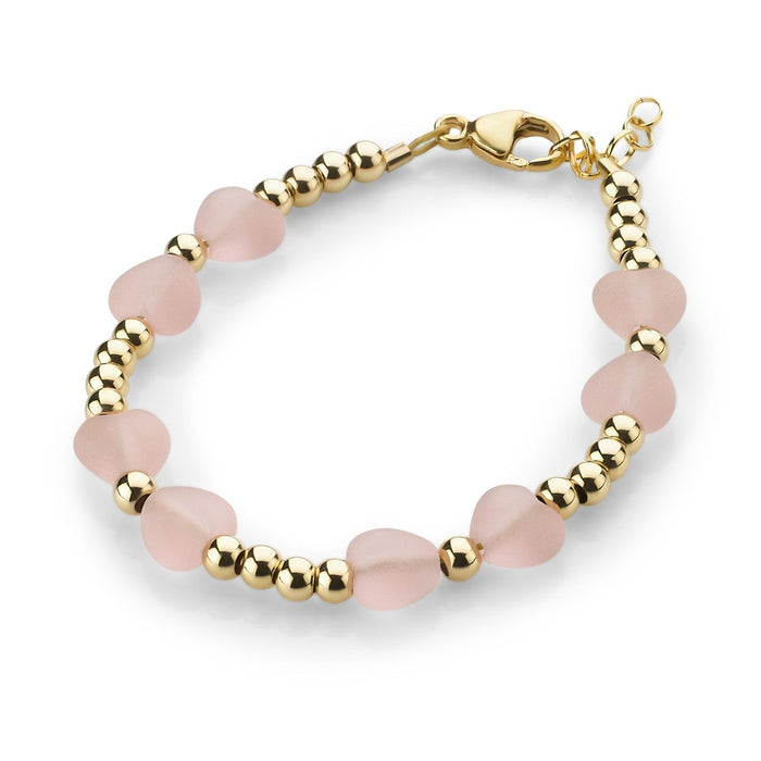 CRYSTAL DREAM GOLD BEADS WITH PINK HEARTS (BOW) GOLD PINK JEWELRY CRYSTAL DREAM
