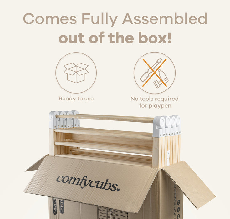 Playpen for Toddler and Babies by Comfy Cubs in Natural Wood Playpen Comfy Cubs
