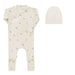 AURORA CLASSICS BABY FOOTIE + BEANIE JERSEY COTTON DRAGONFLY COLLECTION IVORY BLUE FOOTIE + BEANIE AURORA