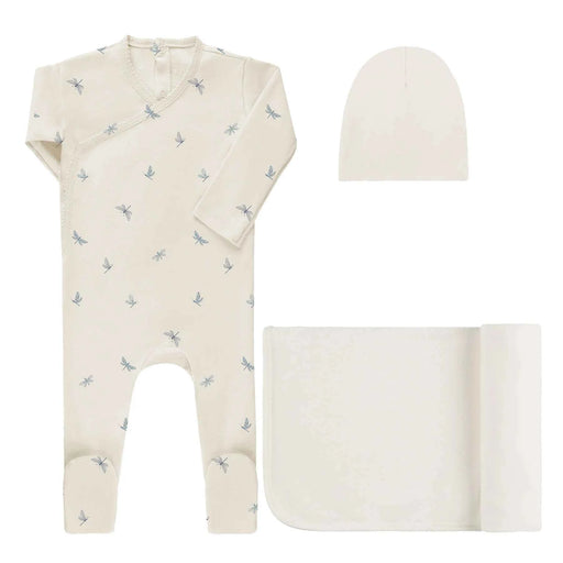 AURORA CLASSICS BABY LAYETTE SET / TAKE ME HOME SET JERSEY COTTON DRAGONFLY COLLECTION IVORY BLUE TAKE ME HOME SET AURORA