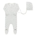 AURORA DIAMOND PRINT COLLECTION - FOOTIE + BONNET IVORY BLUE CLOTHING AURORA