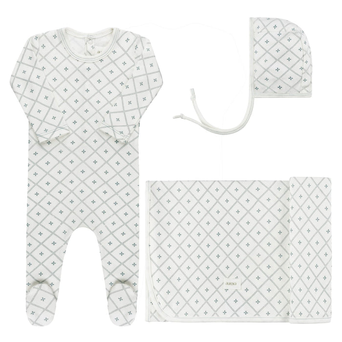AURORA DIAMOND PRINT COLLECTION - TAKE ME HOME SET IVORY BLUE CLOTHING AURORA