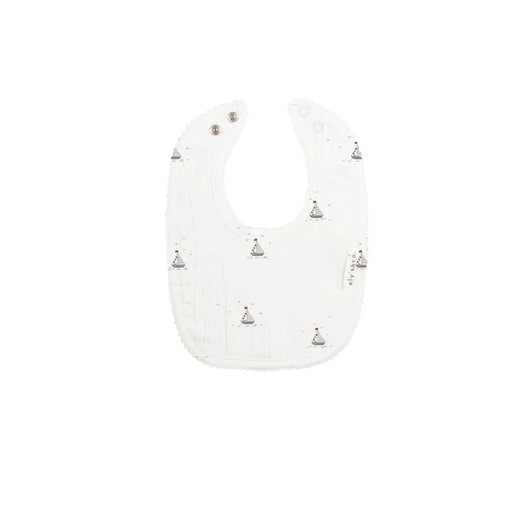 AURORA CLASSICS BABY BOY BIB - JERSEY COTTON NAUTICAL COLLECTION . IVORY BLUE BIB AURORA