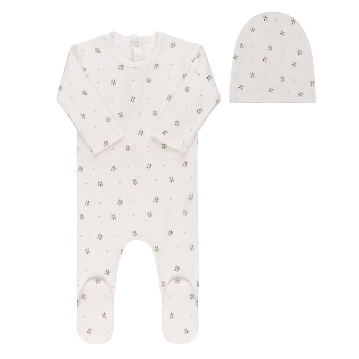 AURORA FLORAL PRINT COLLECTION - FOOTIE + BEANIE IVORY CLOTHING AURORA