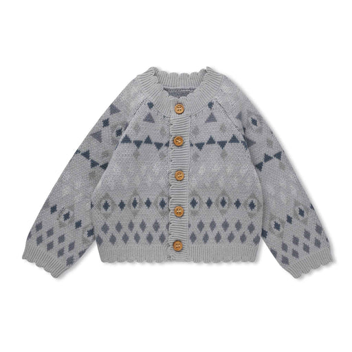 Jacquard Knit Cardigan Blue Tricot Bebe