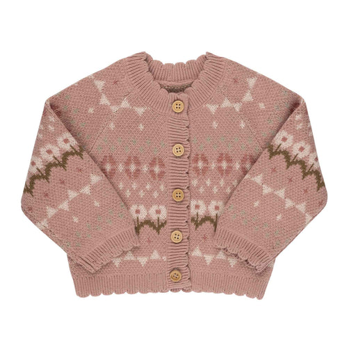 Jacquard Knit Cardigan Pink Tricot Bebe