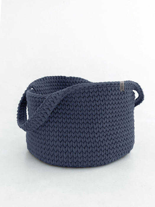 Basket Round with Handles Recycled Jeans Baskets Anzy Home