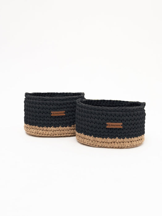 Diaper Caddy with Jute Accent Black One Diaper Organizers Anzy Home