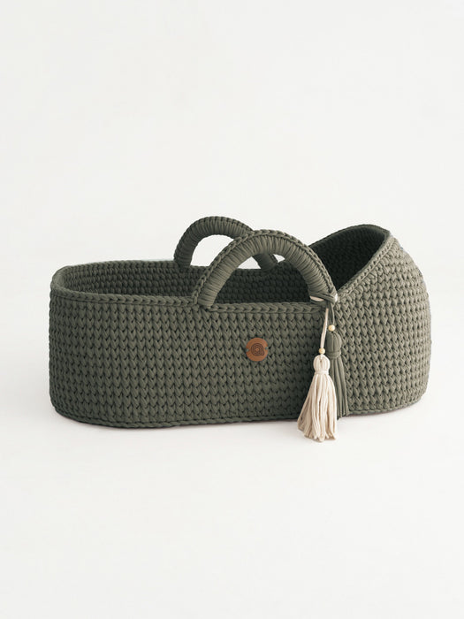 XL Moses Basket with Round Hood Khaki Bassinets & Cradles Anzy Home